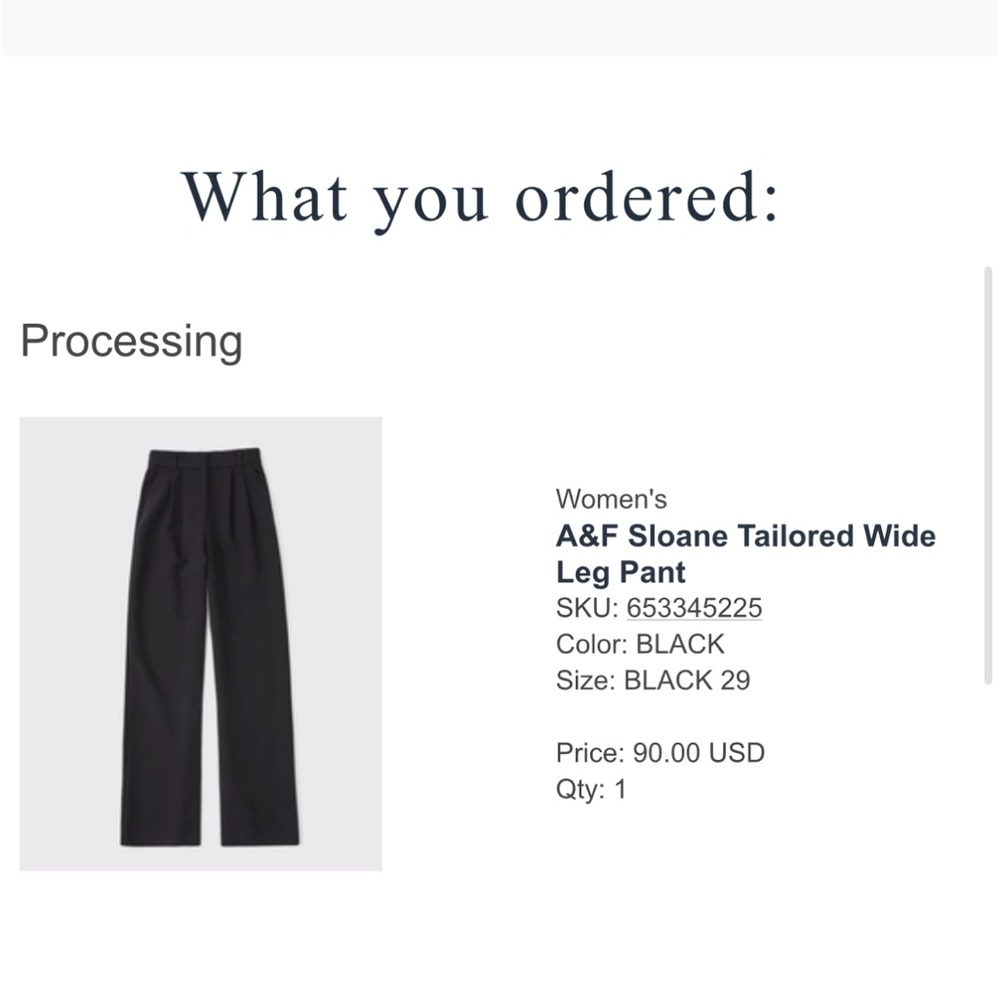 Abercrombie & Fitch Sloane Tailored Wide Leg Pant Black